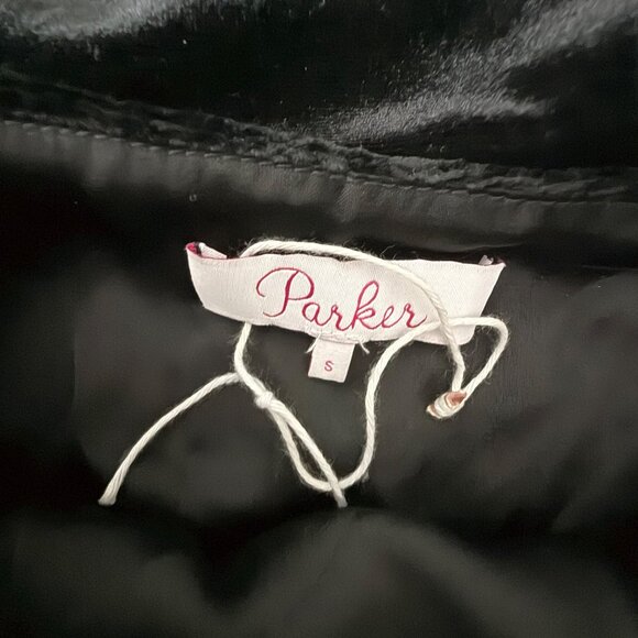 Parker S Black Velvet Skirt With Rhinestone Trim Details Ruffled Hem, Size S, El - Picture 5 of 11